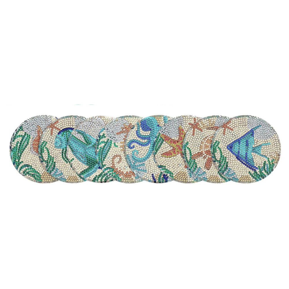 8Pcs Diamond Painting DIY Coasters Cup Mat with Holder Ocean Pattern