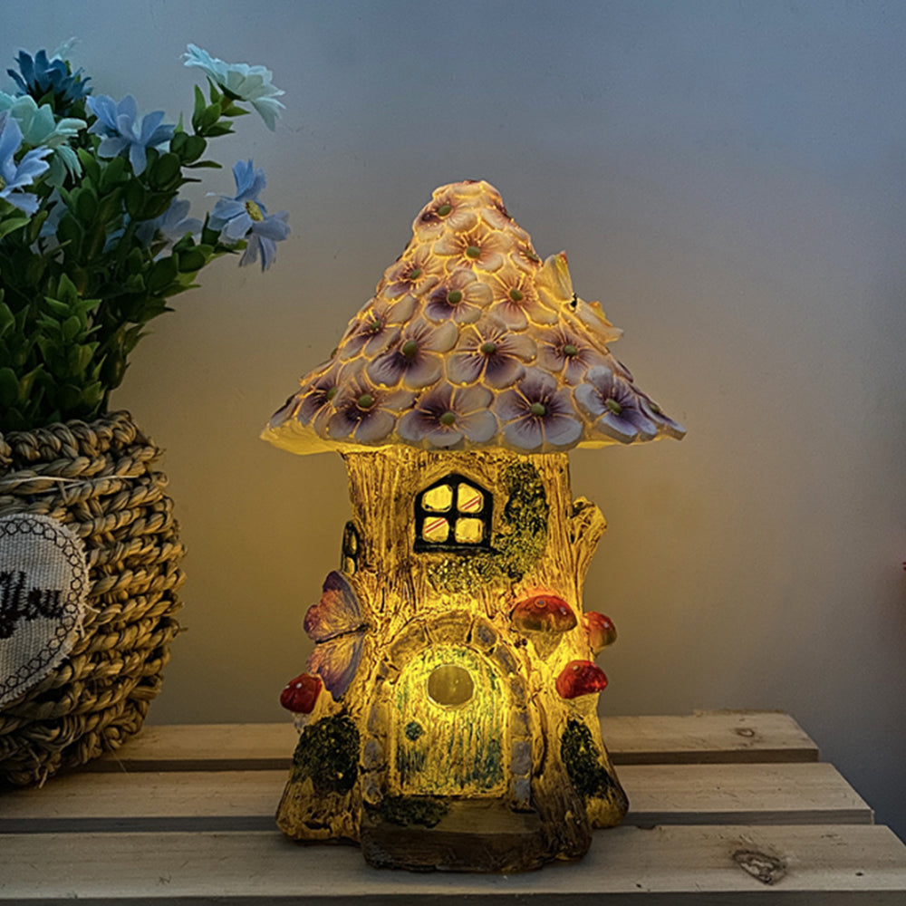 Solar Luminous Lamp Fairy Mushroom Flower House Garden Ornament