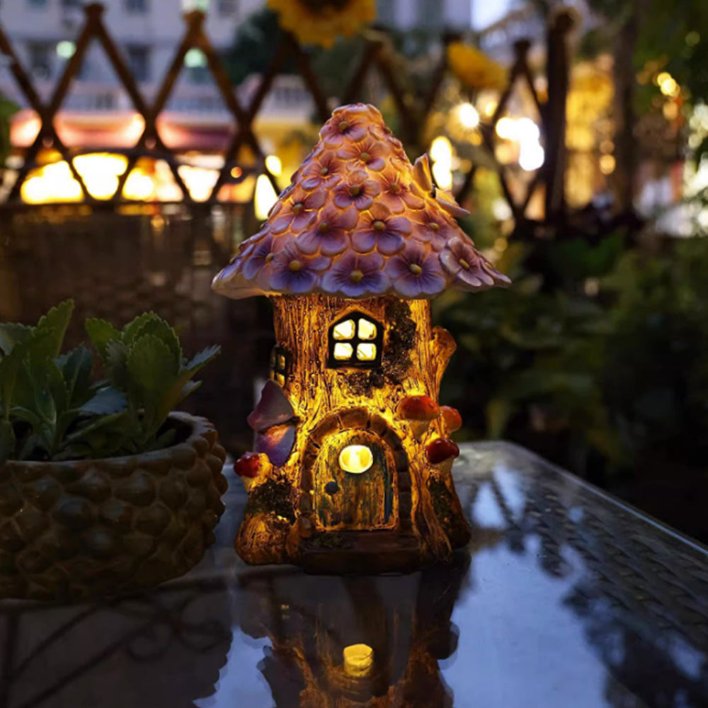 Solar Luminous Lamp Fairy Mushroom Flower House Garden Ornament