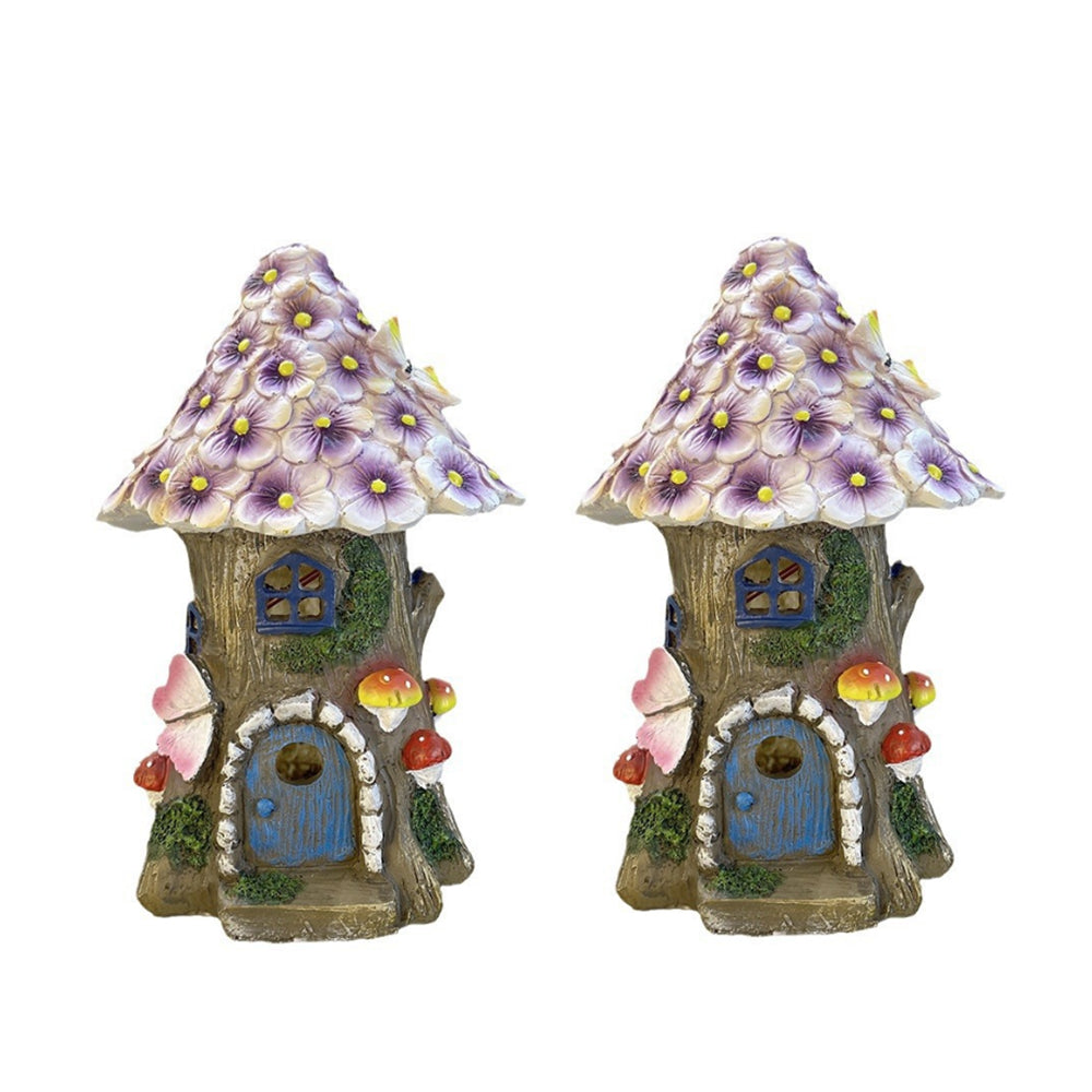 2Pcs Solar Luminous Lamp Fairy Mushroom Flower House Garden Ornament