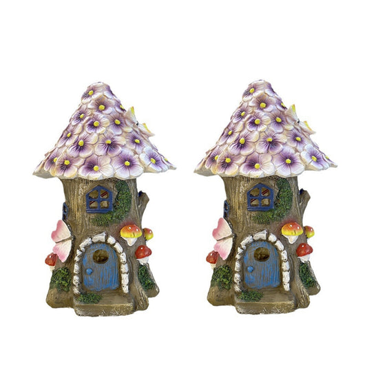 2Pcs Solar Luminous Lamp Fairy Mushroom Flower House Garden Ornament