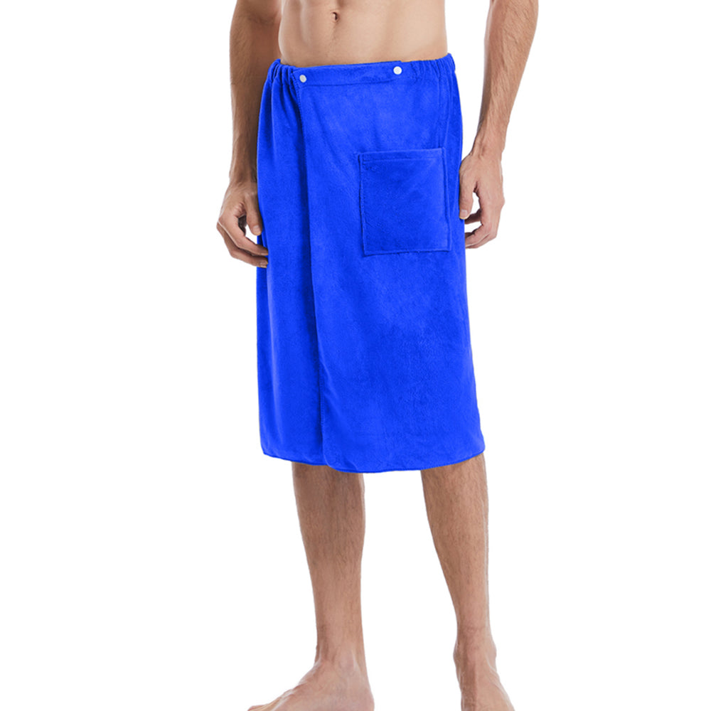 Men Soft Wearable Microfiber Bath Towel for Bathroom Pool Beach Spa Blue