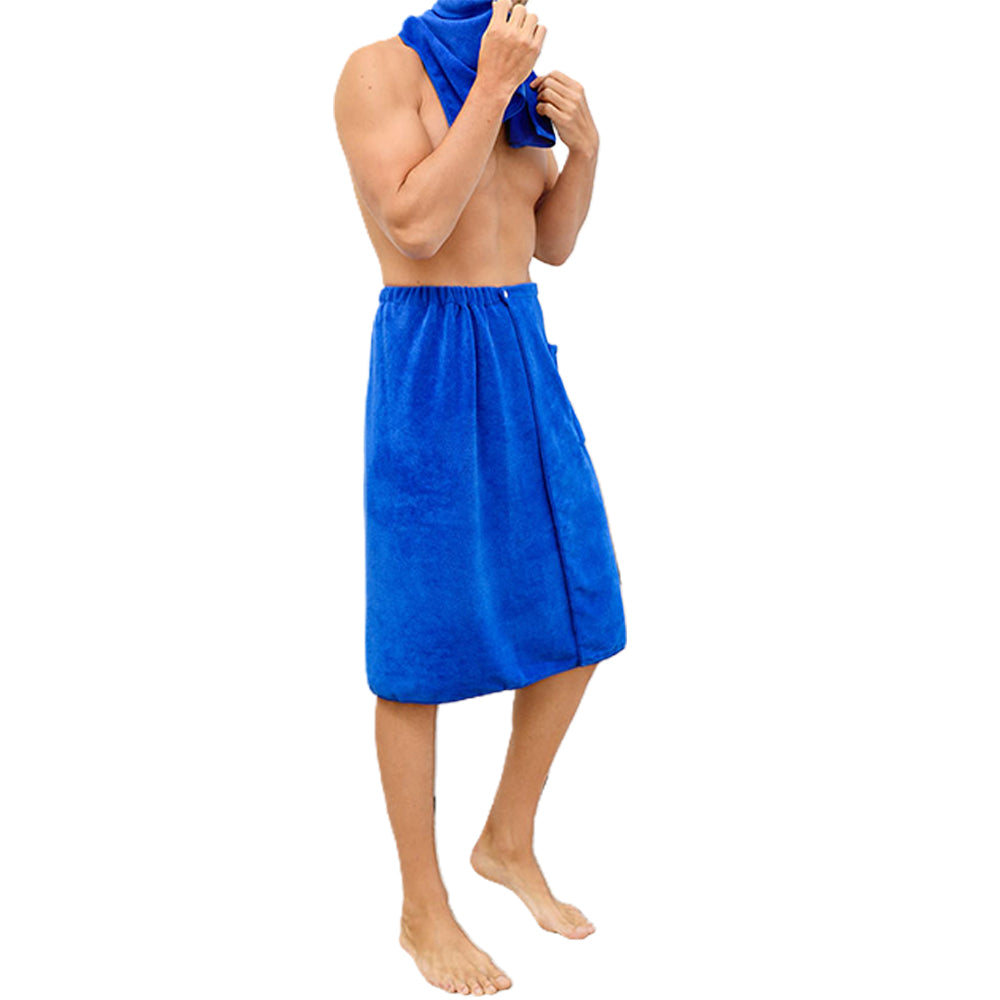 Men Soft Wearable Microfiber Bath Towel for Bathroom Pool Beach Spa Blue