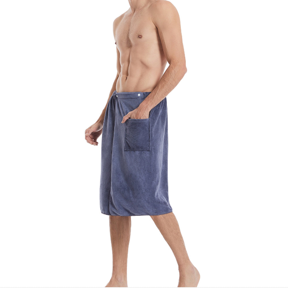 Men Soft Wearable Microfiber Bath Towel for Bathroom Pool Beach Spa Grey
