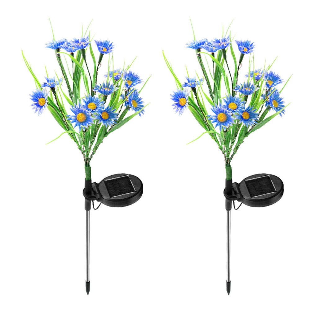 2Pcs Solar Flowers Lights Garden Stake Lights Outdoor Patio Decor Blue