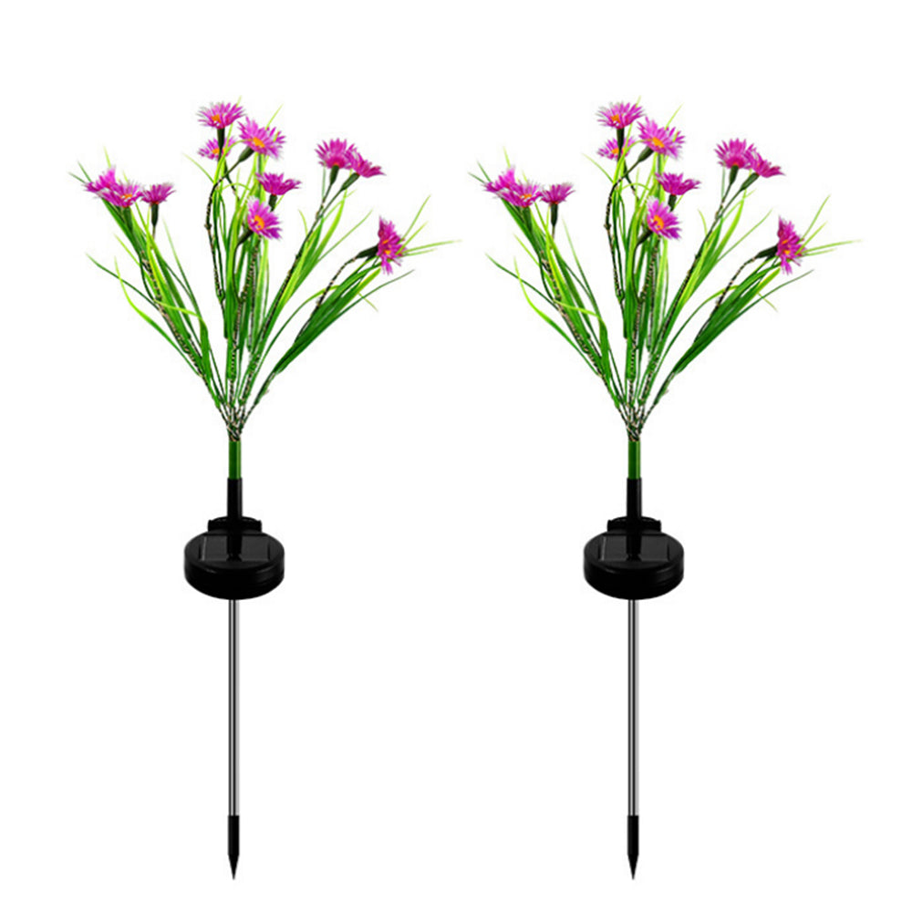 2Pcs Solar Flowers Lights Garden Stake Lights Outdoor Patio Decor Pink