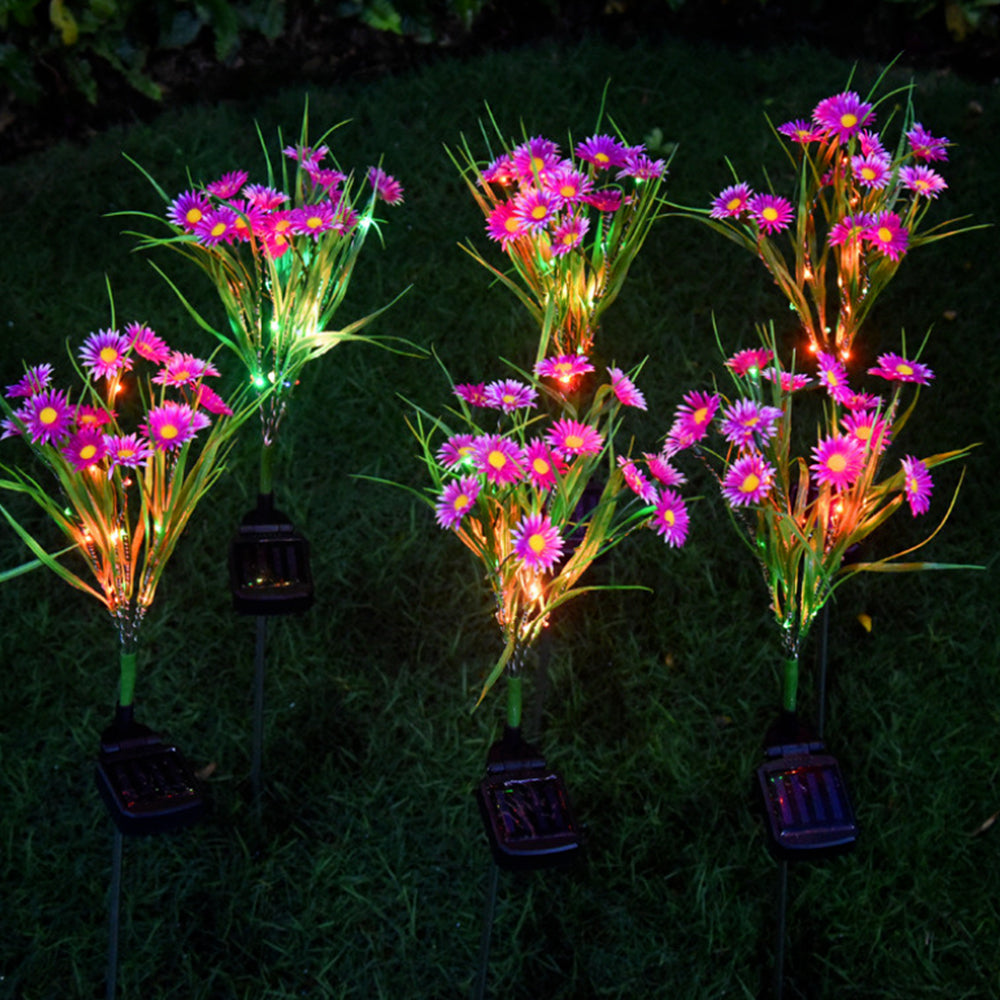 2Pcs Solar Flowers Lights Garden Stake Lights Outdoor Patio Decor Pink