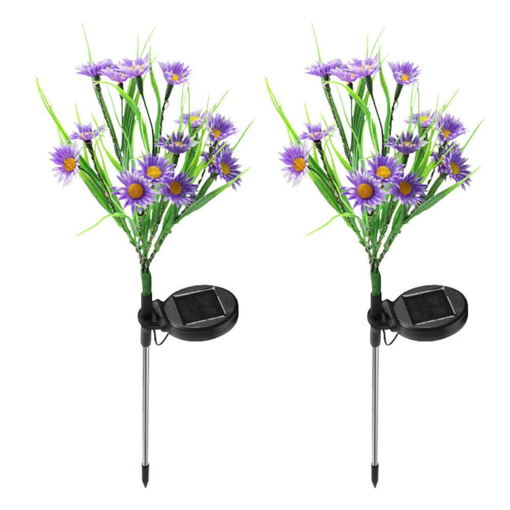 2Pcs Solar Flowers Lights Garden Stake Lights Outdoor Patio Decor Purple