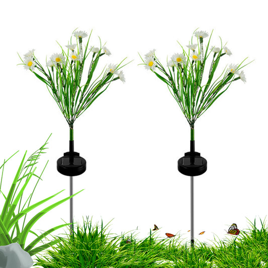 2Pcs Solar Flowers Lights Garden Stake Lights Outdoor Patio Decor White
