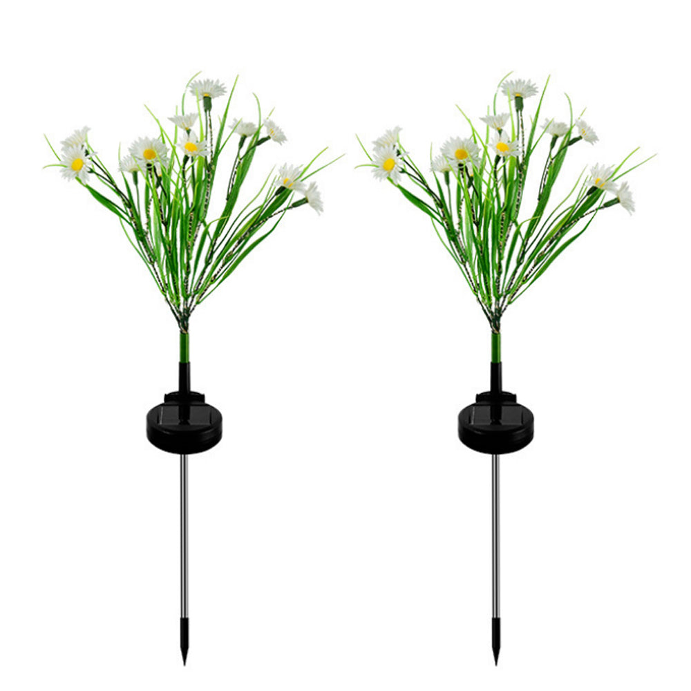 2Pcs Solar Flowers Lights Garden Stake Lights Outdoor Patio Decor White