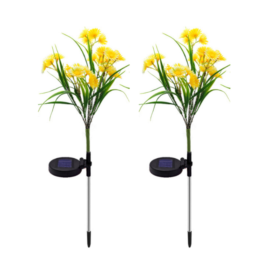 2Pcs Solar Flowers Lights Garden Stake Lights Outdoor Patio Decor Yellow