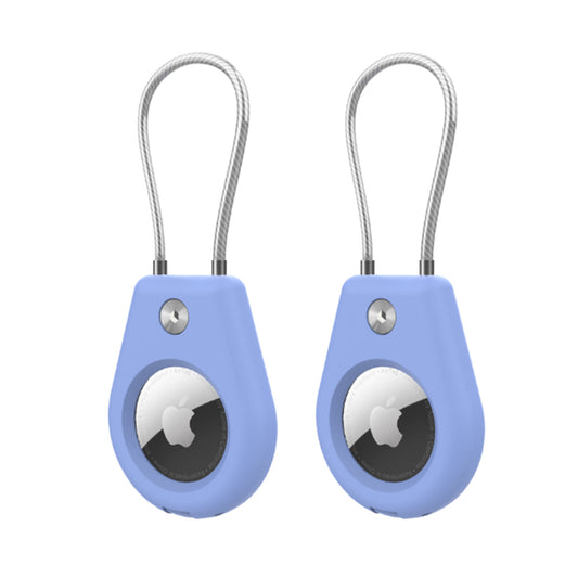 2Pcs AirTag Holders with Keychain Location Tracker Sleeve Shell Blue
