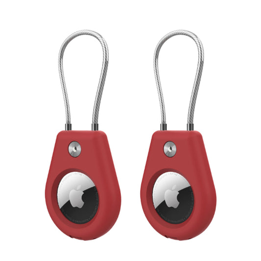 2Pcs AirTag Holders with Keychain Location Tracker Sleeve Shell Red
