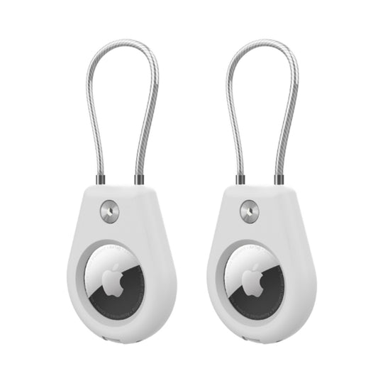 2Pcs AirTag Holders with Keychain Location Tracker Sleeve Shell White