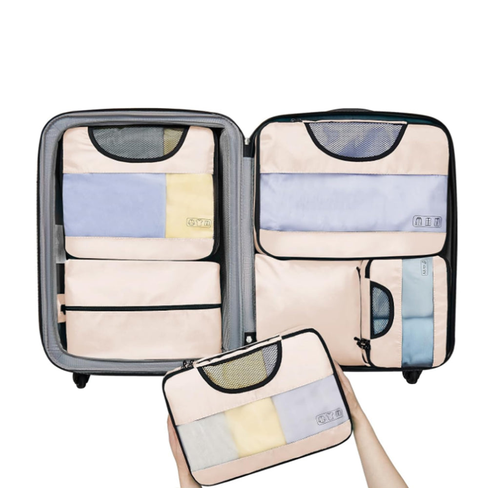 8Pcs Packing Cubes Storage Luggage Travel Organizer Suitcases Packing Bags Beige