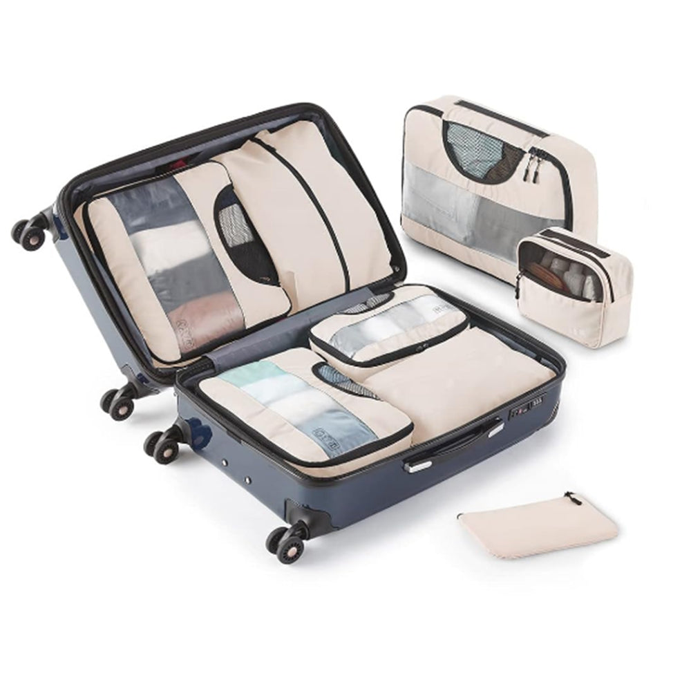 8Pcs Packing Cubes Storage Luggage Travel Organizer Suitcases Packing Bags Beige