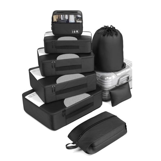 8Pcs Packing Cubes Storage Luggage Travel Organizer Suitcases Packing Bags Black