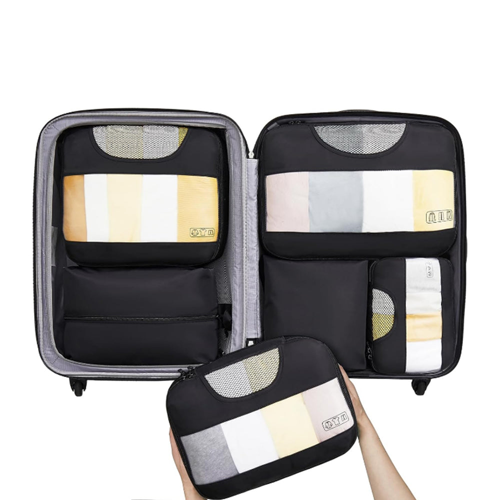 8Pcs Packing Cubes Storage Luggage Travel Organizer Suitcases Packing Bags Black