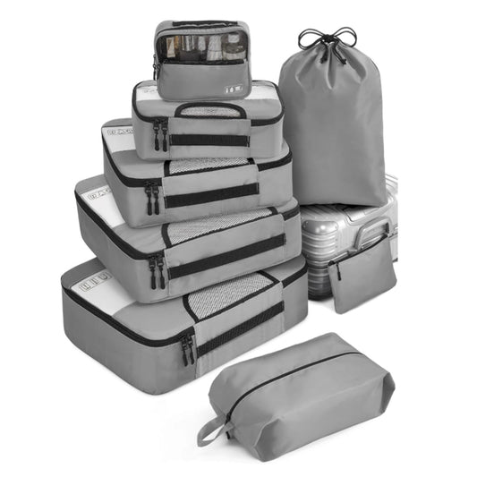 8Pcs Packing Cubes Storage Luggage Travel Organizer Suitcases Packing Bags Grey