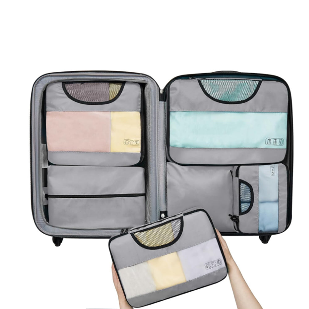 8Pcs Packing Cubes Storage Luggage Travel Organizer Suitcases Packing Bags Grey