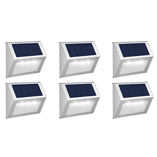 6Pcs Solar Powered 3LED Fence Wall Light Garden Outdoor Flood Lamp White