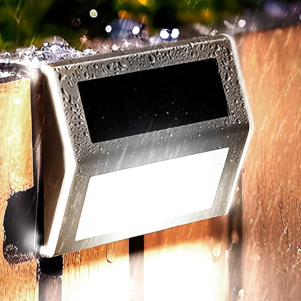 6Pcs Solar Powered 3LED Fence Wall Light Garden Outdoor Flood Lamp White