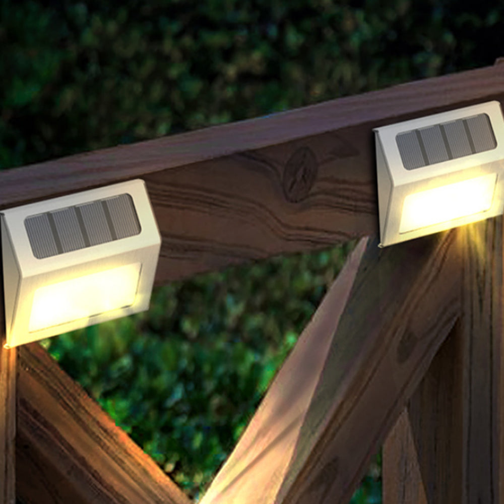 6Pcs Solar Powered 3LED Fence Wall Light Garden Outdoor Flood Lamp Warm