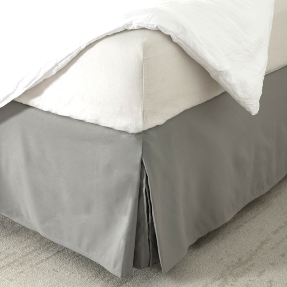 Pleated Bed Skirt Tailored Bed Skirt Corner Pleats 14 inch Drop Light Grey M