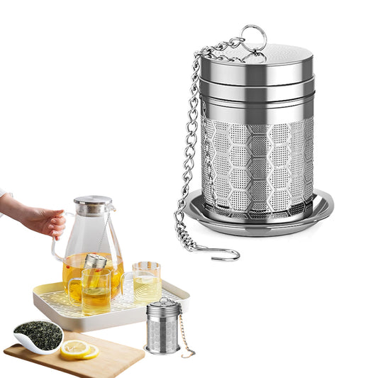 Stainless Steel Tea Infuser for Loose Tea Fine Mesh Strainer with Drip Tray