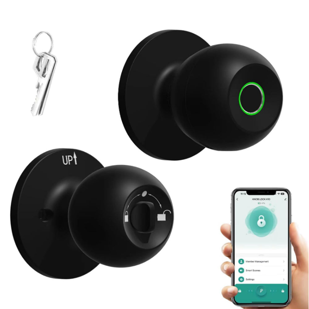 Fingerprint Door Knob Smart Keyless Bluetooth Thumbprint Lock with App Control
