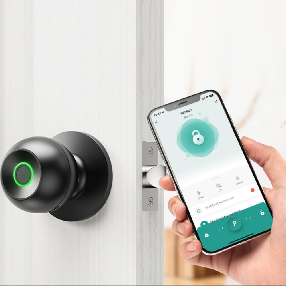 Fingerprint Door Knob Smart Keyless Bluetooth Thumbprint Lock with App Control