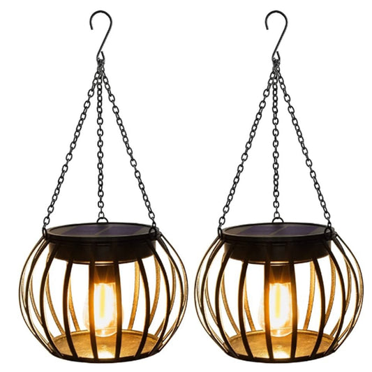 2Pcs Solar LED Wall Light Outdoor Sconce Hanging Lantern Garden Lamp ST1
