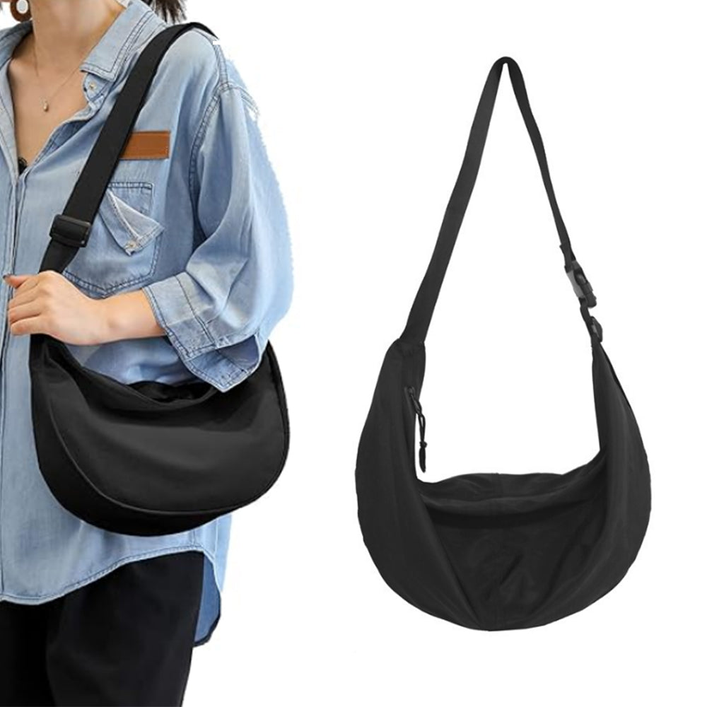 Shoulder Strap Crossbody Bag Hobo Armpit Chest Bag Small Dumpling Bag Black