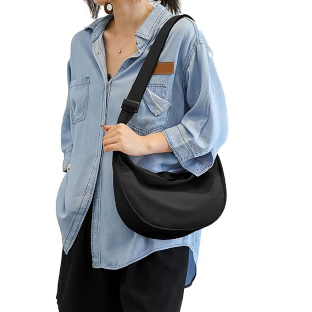 Shoulder Strap Crossbody Bag Hobo Armpit Chest Bag Small Dumpling Bag Black