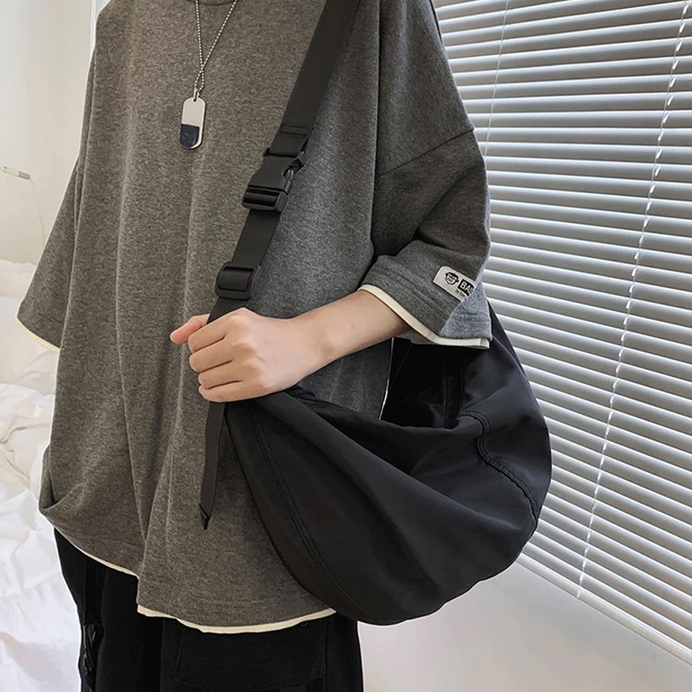 Shoulder Strap Crossbody Bag Hobo Armpit Chest Bag Small Dumpling Bag Black