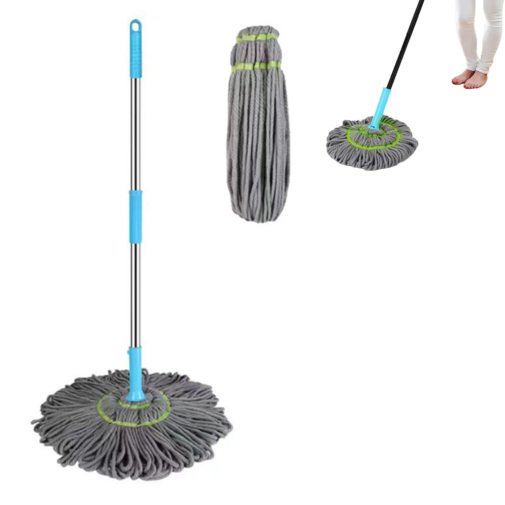 Twist Mop Fibre Spinning Self Wringing Mop with a Replacement Head Grey