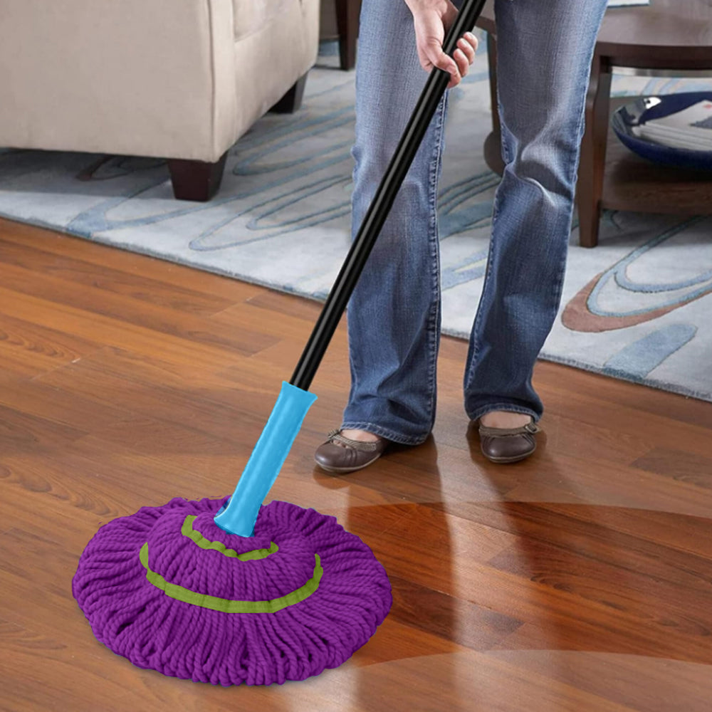 Twist Mop Fibre Spinning Self Wringing Mop with a Replacement Head Purple