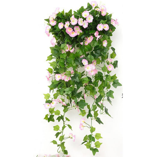 Artificial Morning Glory Vine Hanging Fake Plant for Home Garden Decor Pink