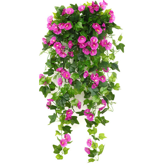 Artificial Morning Glory Vine Hanging Fake Plant for Garden Decor Purplish Red