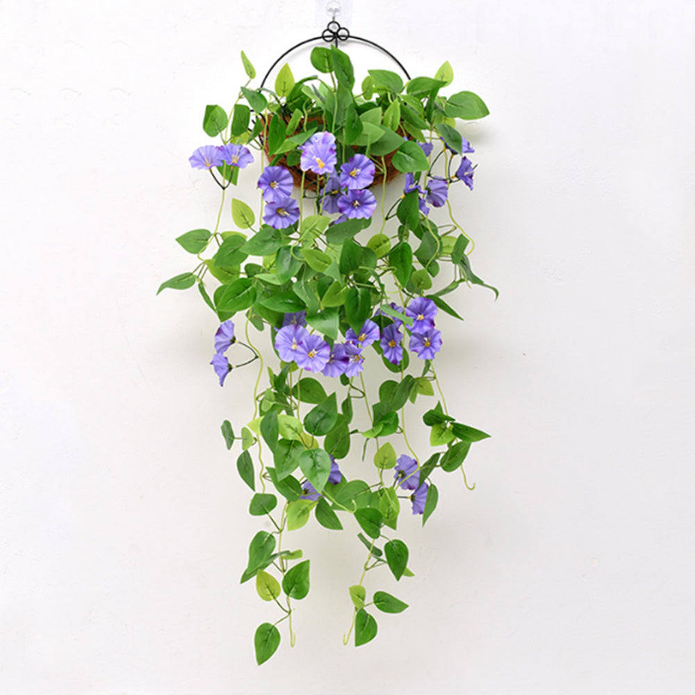 Artificial Morning Glory Vine Hanging Fake Plant for Home Garden Decor Purple