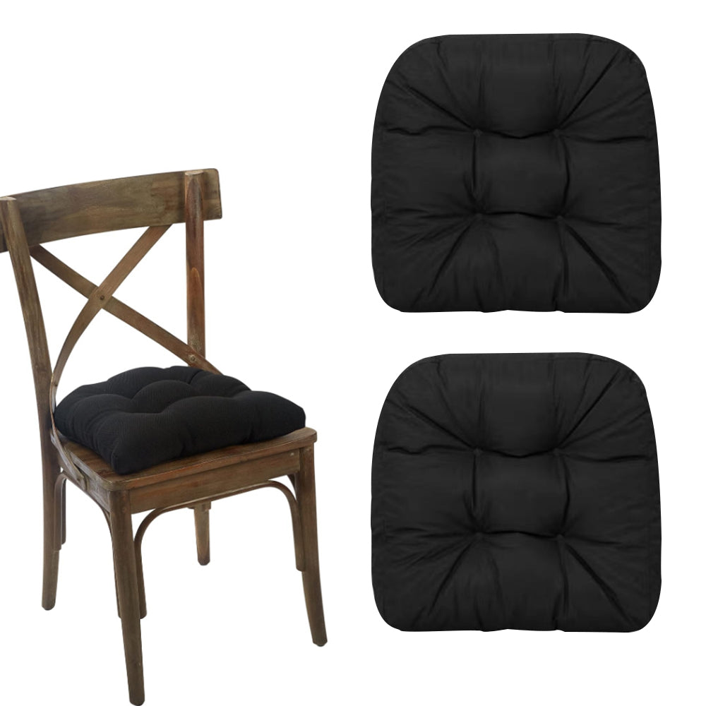 2Pcs Dining Chair Cushion Mat for Wicker Chair Tatami Garden Patio Black