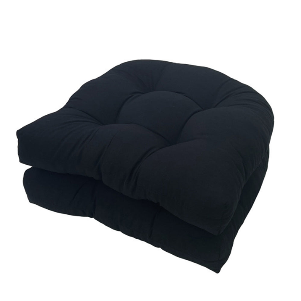 2Pcs Dining Chair Cushion Mat for Wicker Chair Tatami Garden Patio Black