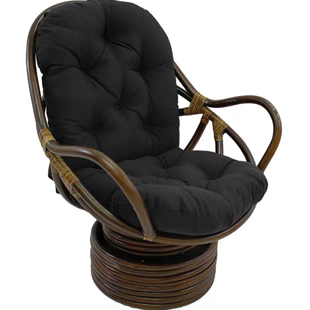 2Pcs Dining Chair Cushion Mat for Wicker Chair Tatami Garden Patio Black