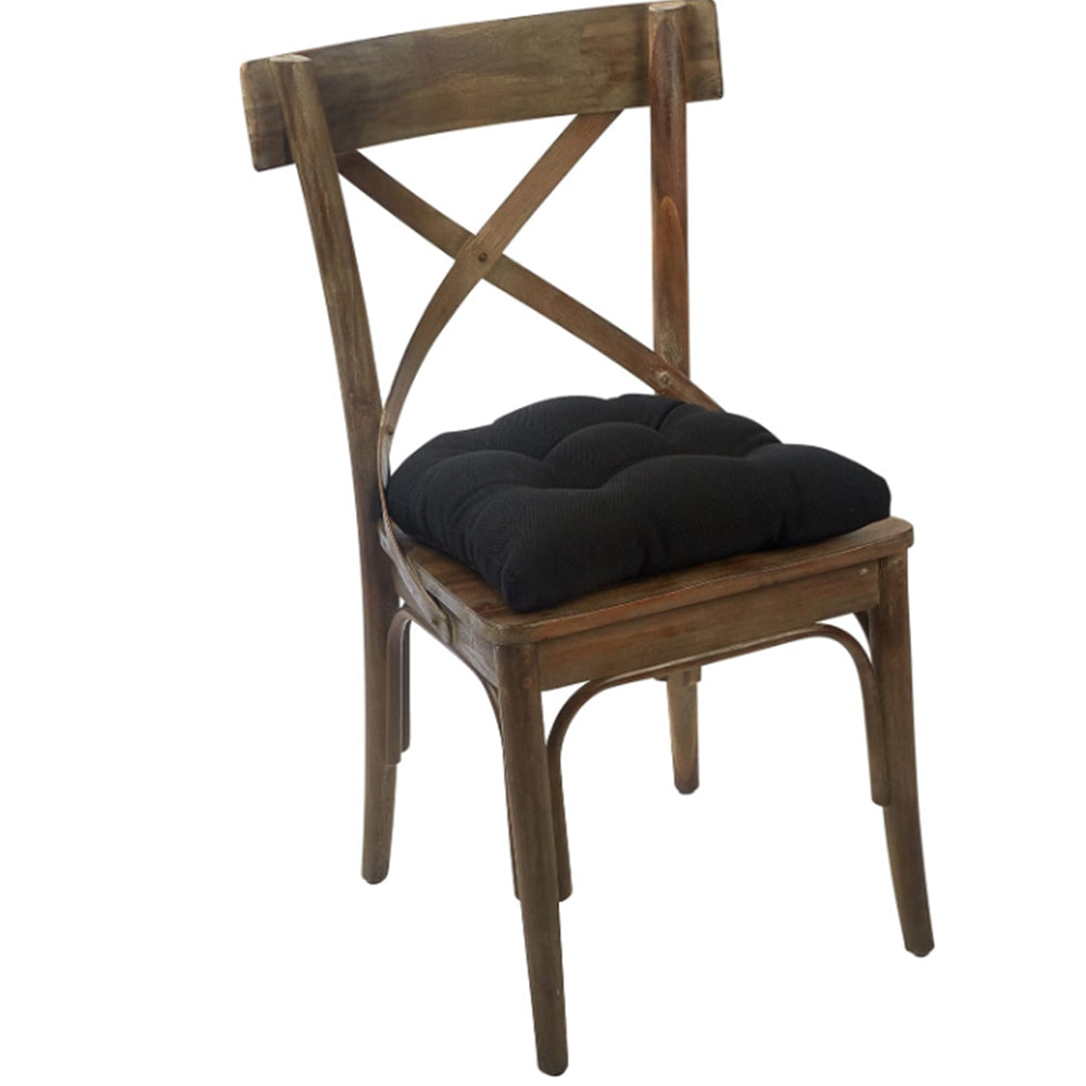 2Pcs Dining Chair Cushion Mat for Wicker Chair Tatami Garden Patio Black