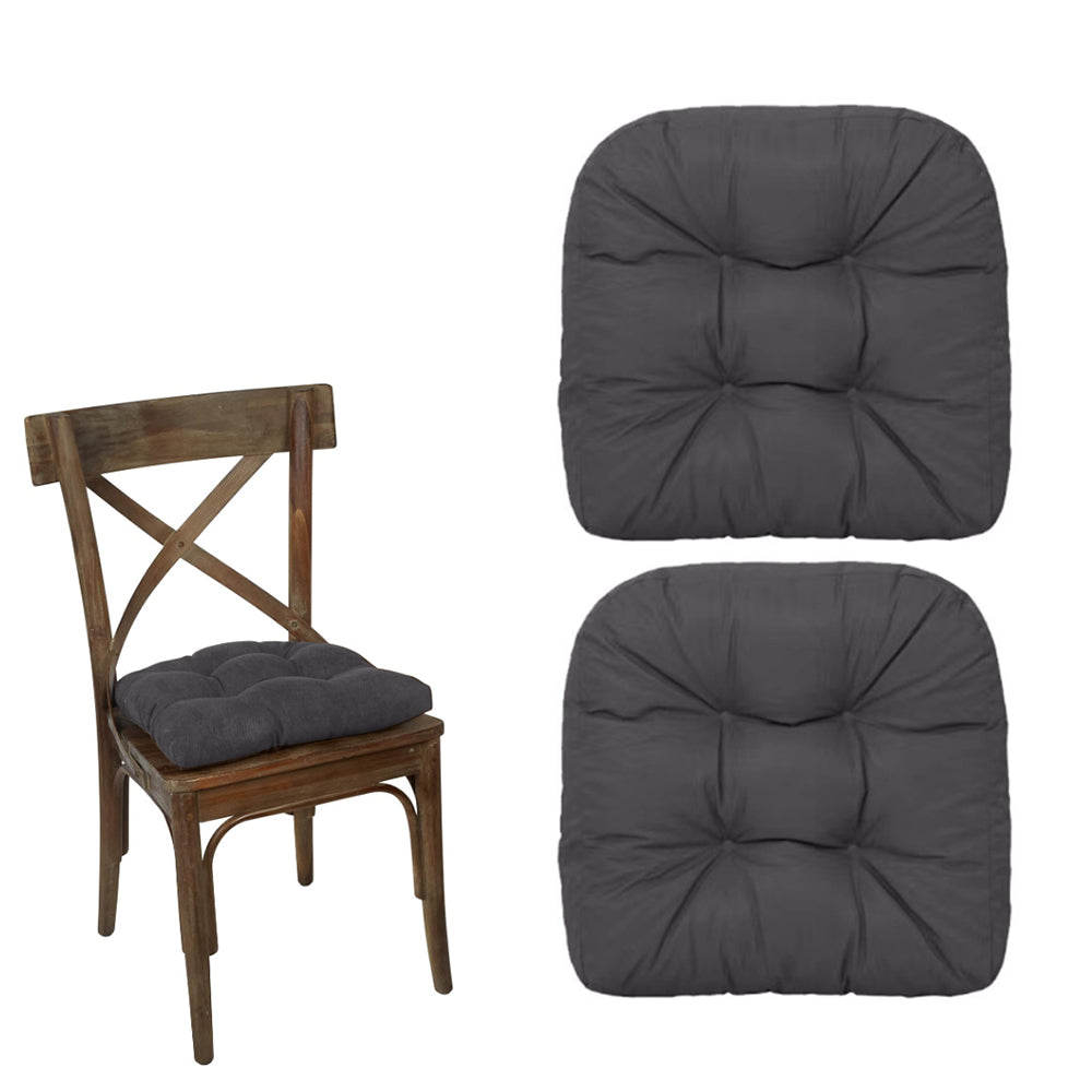 2Pcs Dining Chair Cushion Mat for Wicker Chair Tatami Garden Patio Dark Grey