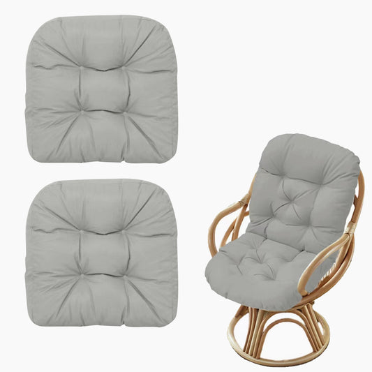 2Pcs Dining Chair Cushion Mat for Wicker Chair Tatami Garden Patio Light Grey