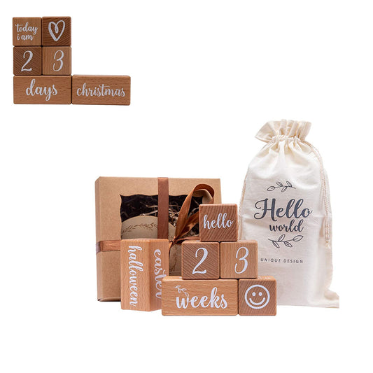 6Pcs Wooden Milestone Block Cute Photography Prop Ornament