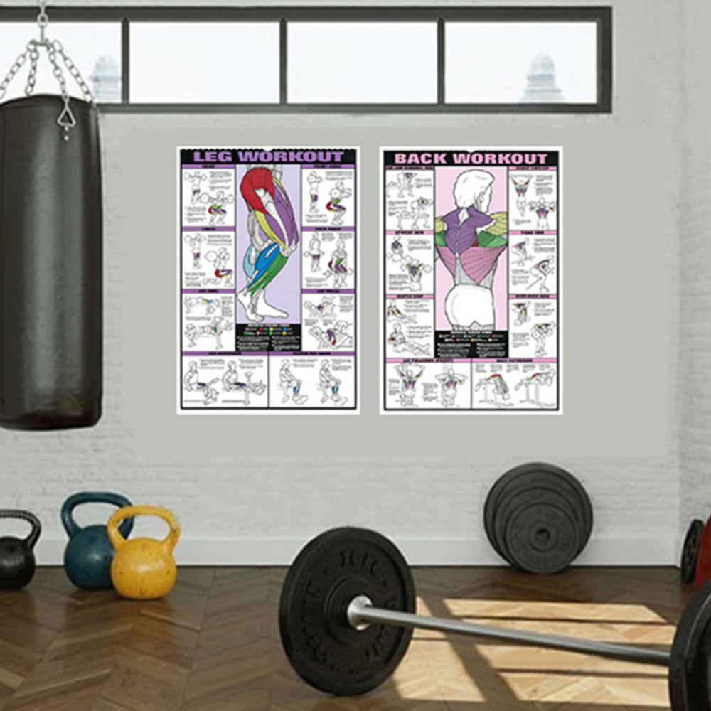 Gym Workout Poster Fitness Leg Muscle Chart Exercise Poster