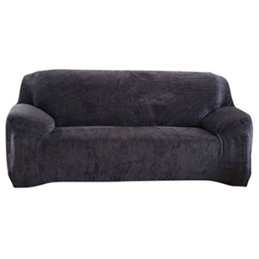 Plush Stretch Couch Sofa Cover Furniture Protector for Double-Seat Dark Grey