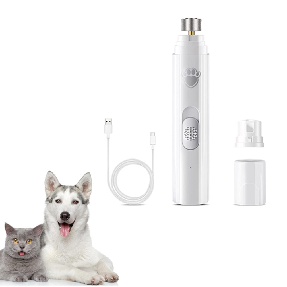 Pet Clipper Dog Cat Nail Claw Grooming Grinder Trimmer Electric Nail File White
